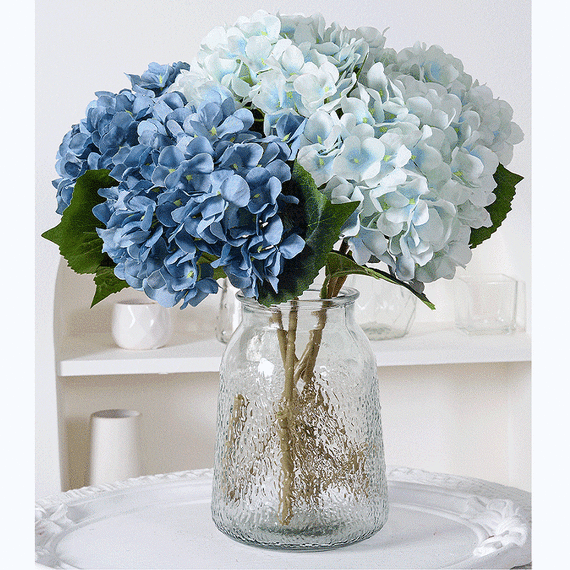 Niebieska hortensja sztuczna 45 cm – elegancka dekoracja kwiatowa