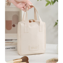 Kosmetyczka damska beżowa z przegródkami