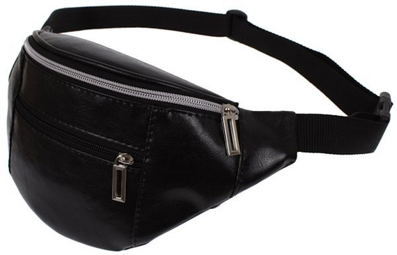 Saszetka na pas nerka czarna mocna biodrowa eko skóra