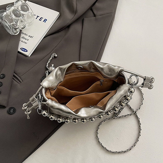 Czarna wieczorowa torebka damska typu worek