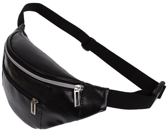 Saszetka na pas nerka czarna mocna biodrowa eko skóra