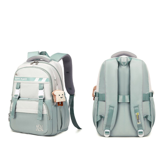 Miętowo-szary plecak dla uczennicy – funkcjonalność i styl w jednym!