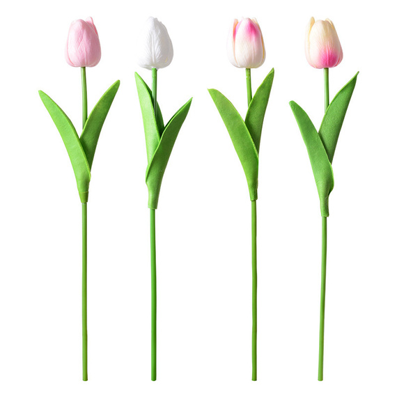 Sztuczny tulipan 34 cm biało-fioletowy
