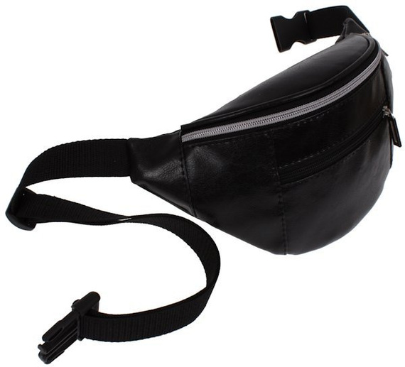 Saszetka na pas nerka czarna mocna biodrowa eko skóra
