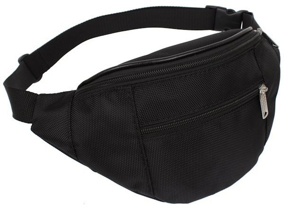 Saszetka na pas czarna dwie komory unisex