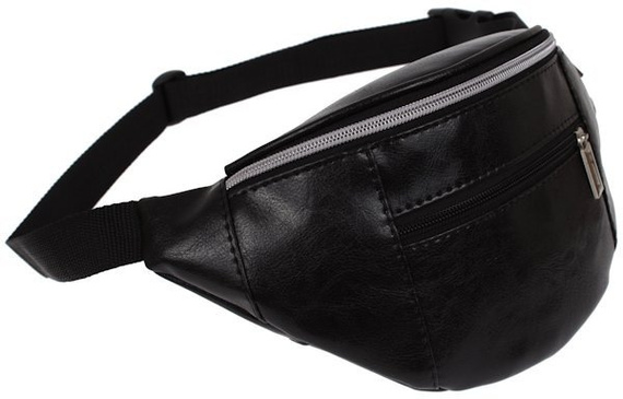 Saszetka na pas nerka czarna mocna biodrowa eko skóra