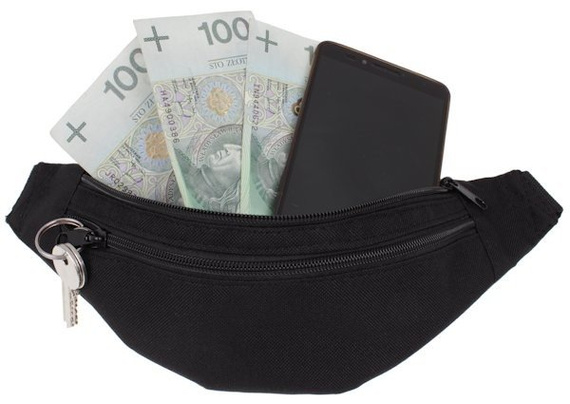 Saszetka na pa czarna trzykomorowa unisex