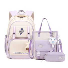 Plecak szkolny dla dziewczynki – zestaw w pastelowym fiolecie