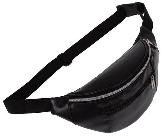 Saszetka na pas nerka czarna mocna biodrowa eko skóra