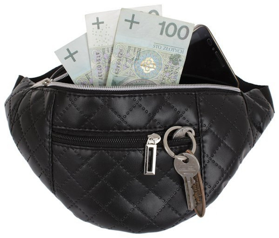 Nerka saszetka do pasa na pas pikowana czarna styl Glamour