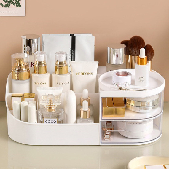 Organizer na kosmetyki z szufladkami – idealny na toaletkę