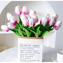 Sztuczny tulipan 34 cm biało-fioletowy