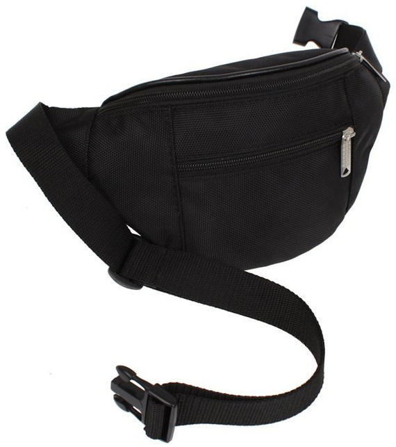 Saszetka na pas czarna dwie komory unisex