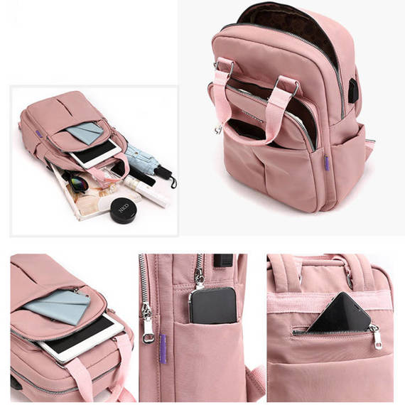 Plecak damski różowy materiałowy