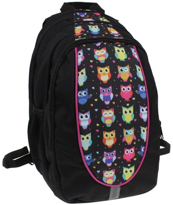 Plecak szkolny dla dziewczyny w sowy z organizerem