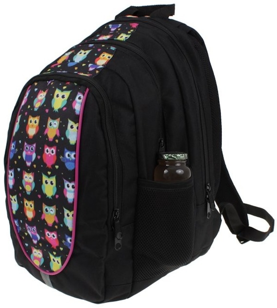 Plecak szkolny dla dziewczyny w sowy z organizerem